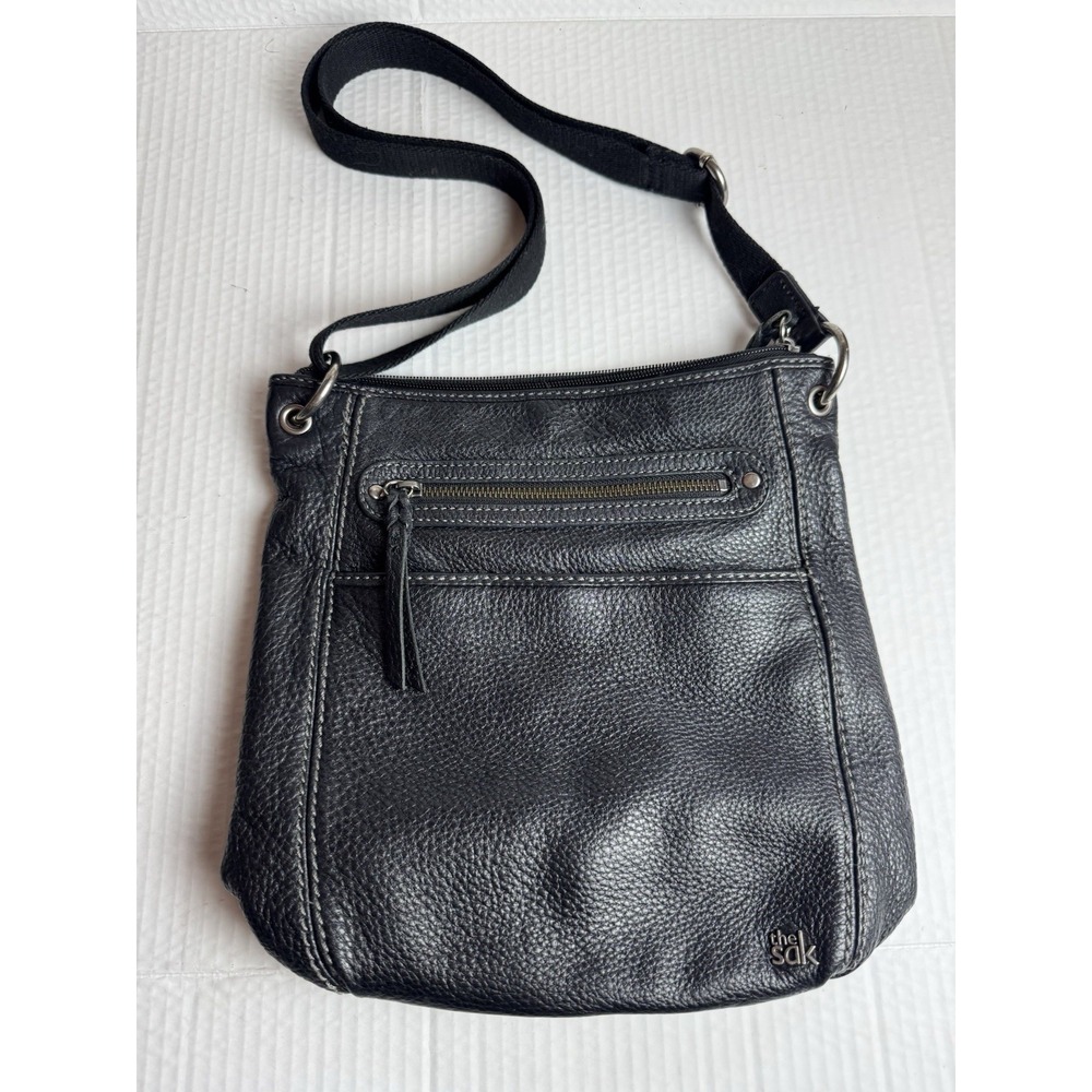 The Sak Lucia Black Leather Crossbody Bag W/Adjustable Strap Excellent Condition